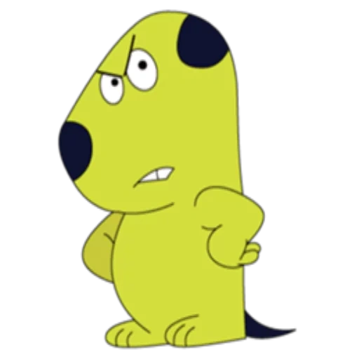 perro, perros, personaje de perro, caricatura de kiki amarillo, el personaje es una rana amarilla