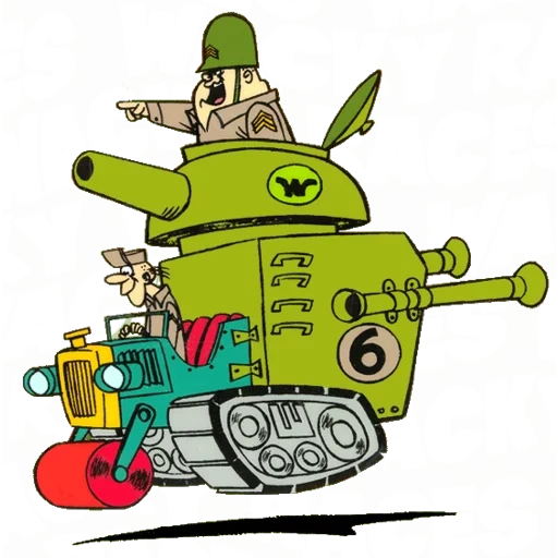 tanque, militar, tanque de dibujos animados, carrera loca, sergeant blast y private meekly