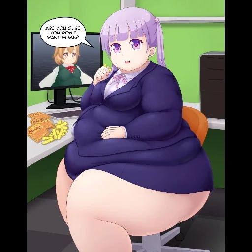 аниме, толстые аниме, fat trinity fate, fat anime girls weight gain feeding
