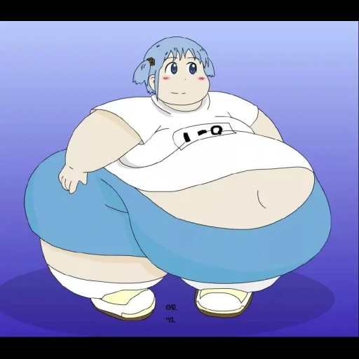 animación, campo de fertilizantes, animación gorda, chica de animación gorda, ganancia de peso de animación