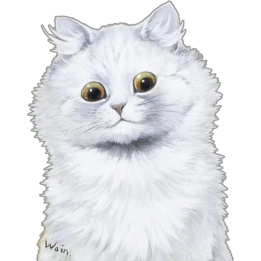 кот белый, котик белый, белая кошка, луис уильям уэйн, иллюстрация кошка