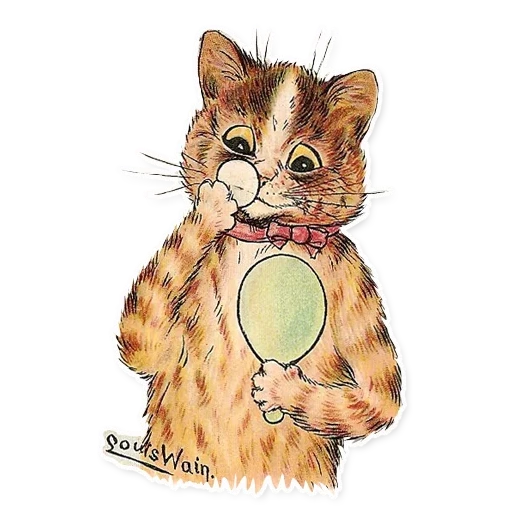 кот, кот рыжий, иллюстрация кошка, луис уэйн художник