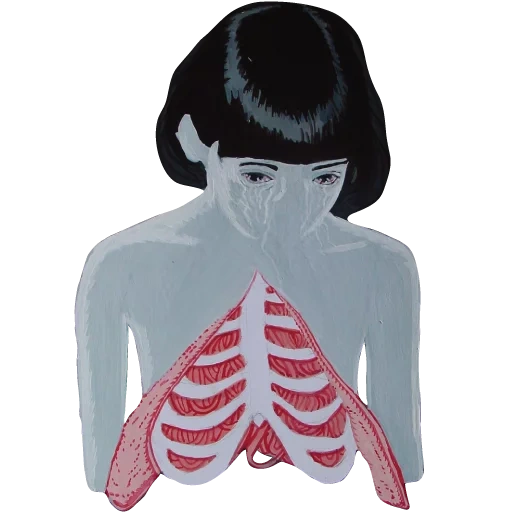 breathing girl, respiratory system, psychedelic picture, female respiratory system, aleksandra waliszewska paintings