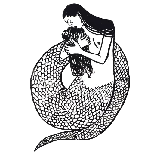 sirena, sirena del tatuaggio, la sirena è schizzo, disegno della sirena, illustrazione della sirena