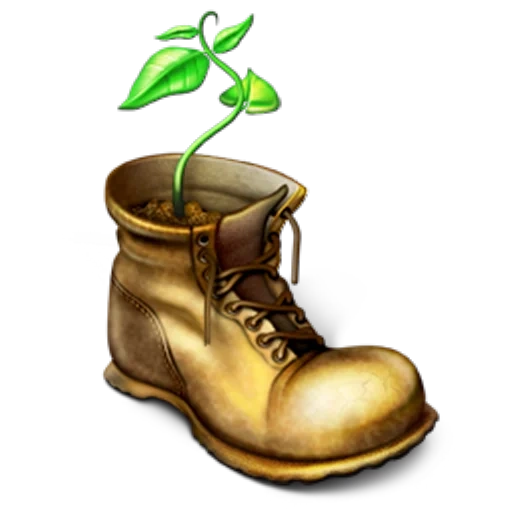 shoes, boots, plant, the plant is a boot, valley sprout boot
