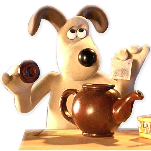 wallace gromit, wallace smashes tea, wallace crushes shawn the lamb, wallace smashes the curse of werewolf rabbit, wallace gromit magic rabbit charm cartoon 2005