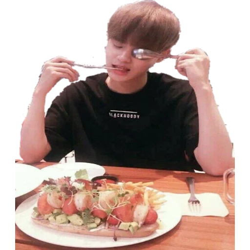 orang, anak laki-laki, bts meal, jean bts, kim bts makan lobster