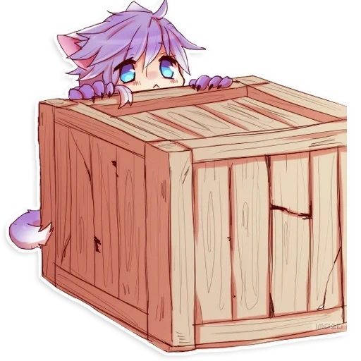 anime, kotak langit, mangga semangka, neko in box, anime box