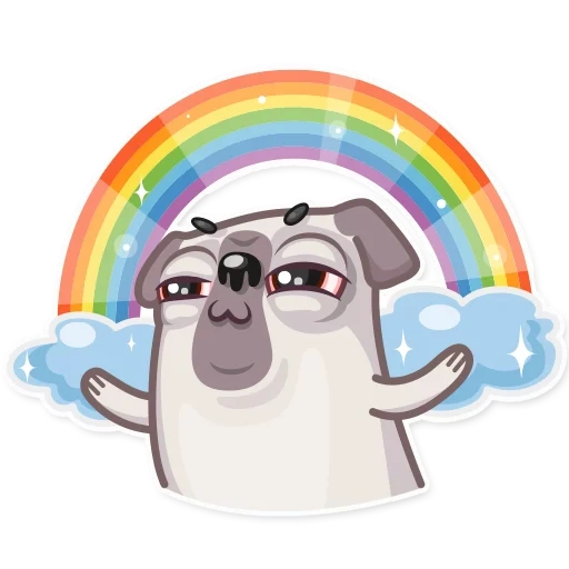 pug, rainbow, park pug, sad mopsik