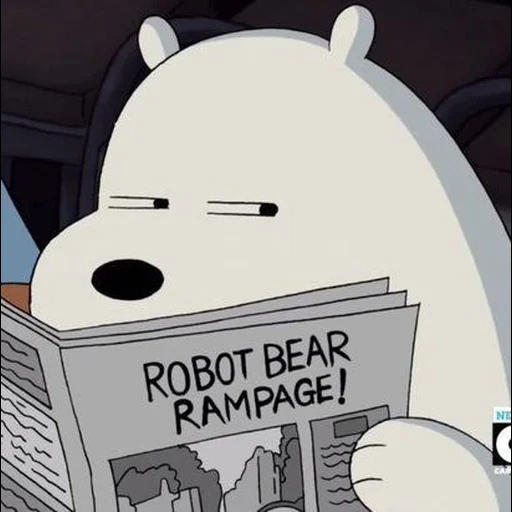 белый медведь, we bare bears белый, медведь читает газету, вся правда о медведях, we bare bears ice bear