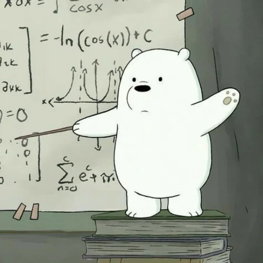 вся правда о медведях, we bare bears ice bear, меловая доска, aesthetic cartoon bear, ice bear