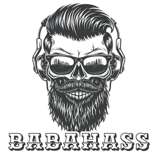 crânio com barba, esboço de tatuagem barba, babai barber vector, logo barbershop skull