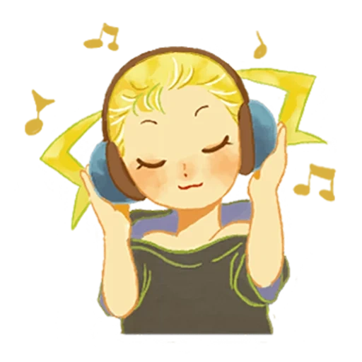 little girl, female, girl, boy earphone, grand pa listening to music clipart