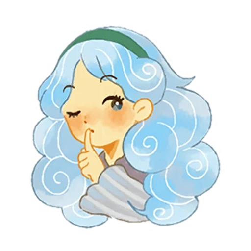 aquarius di chibi, jepit rambut putri duyung kecil, chibi 12 zodiak aquarius