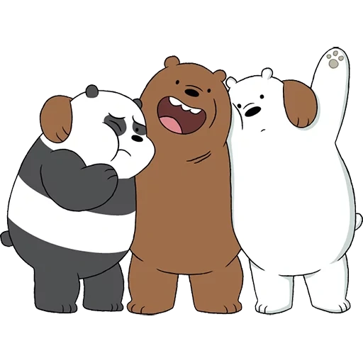 we bare bears, we orso nudo bianco, tutta la verità sugli orsi, panda orsi bruni insieme, tre orsi bianchi panda grizzly
