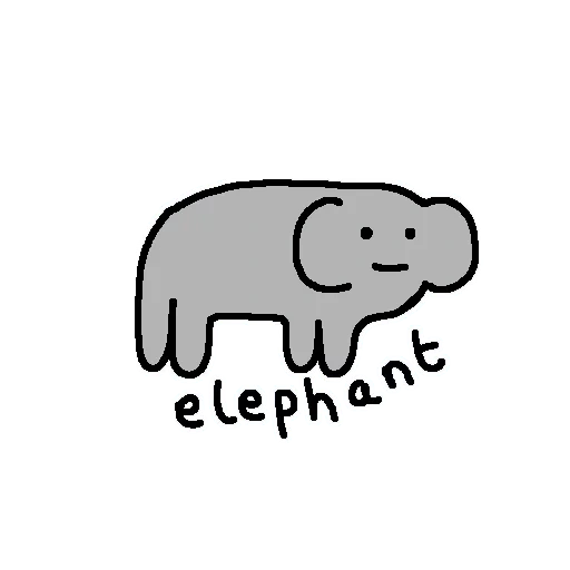 die katze, the elephant, das elefanten-symbol, elefant mit spannzange, logo elefant