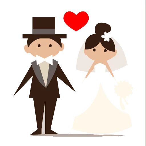 wedding couple, bride groom drawing, cartoon newlyweds, vector bride groom, stylized bride groom