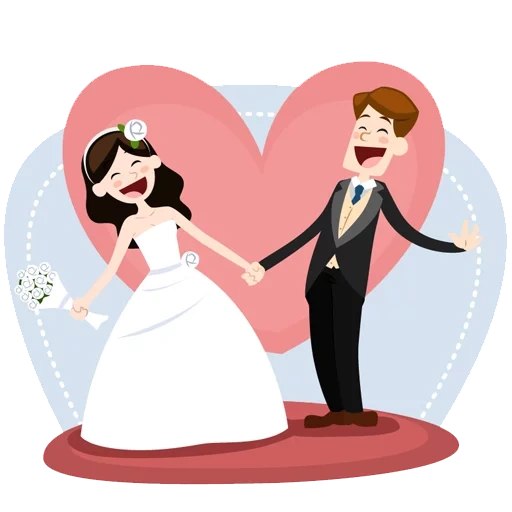 the wedding, verheiratete paare, cartoon hochzeit, illustrationen für die hochzeit, braut und bräutigam cartoon