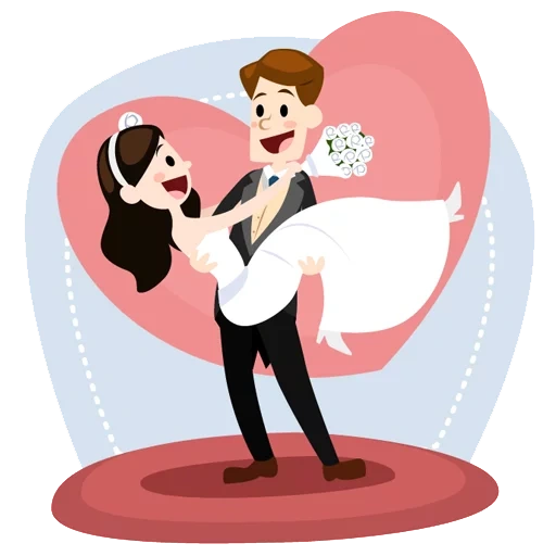 mariage, le dessin de jeunes mariés, dessins animés, le dessin animé du marié de la mariée