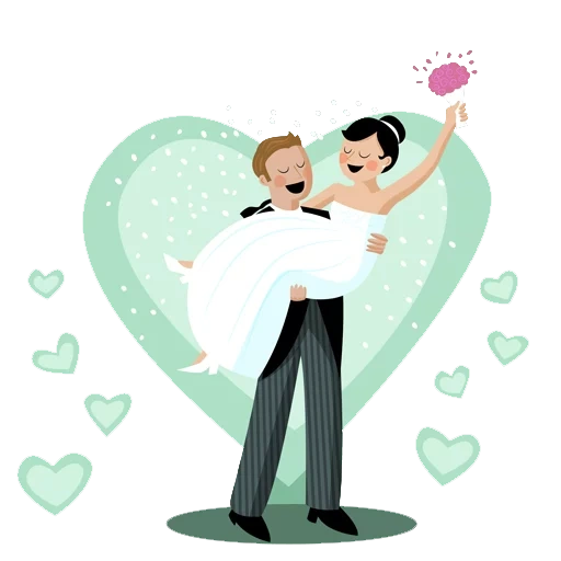 wedding, wedding, wedding couple, the bride groom vector, cartoon newlyweds