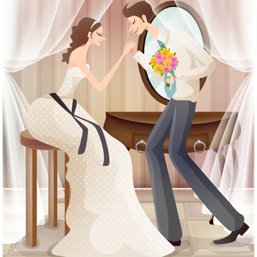 pengantin pria dan wanita, pasangan suami istri, pola pernikahan, ilustrasi pernikahan, ilustrasi pengantin