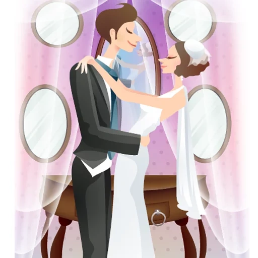 pengantin pria dan wanita, pasangan pengantin, pola pernikahan, ilustrasi pernikahan, panel pernikahan pengantin