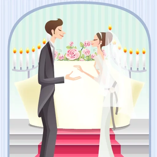 the wedding, verheiratete paare, illustrationen für die hochzeit, braut und bräutigam cartoon, hochzeit mode illustrationen