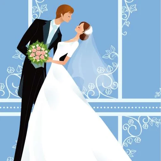 couple de mariage, dessins de mariage, cartes de mariage, illustrations de mariage, dessin du marié de la mariée