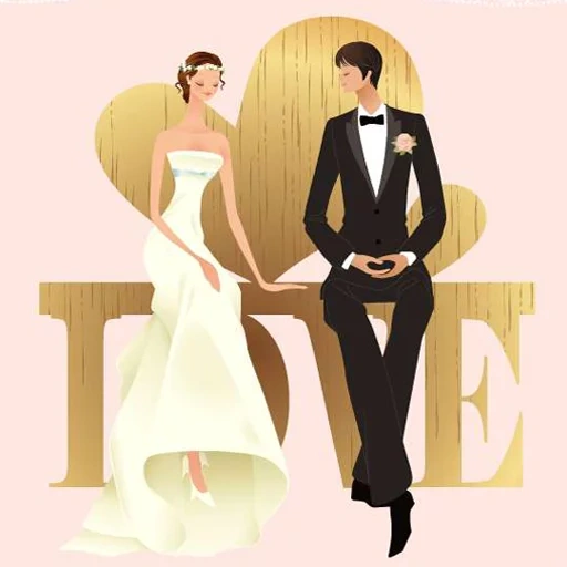 marié, couple de mariage, illustrations de mariage, illustration élégante de mariage, images vectorielles mariage