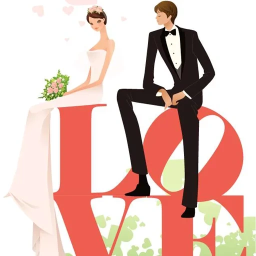 couple de mariage, dessin de mariage, style de mariage, illustrations de mariage, images vectorielles mariage