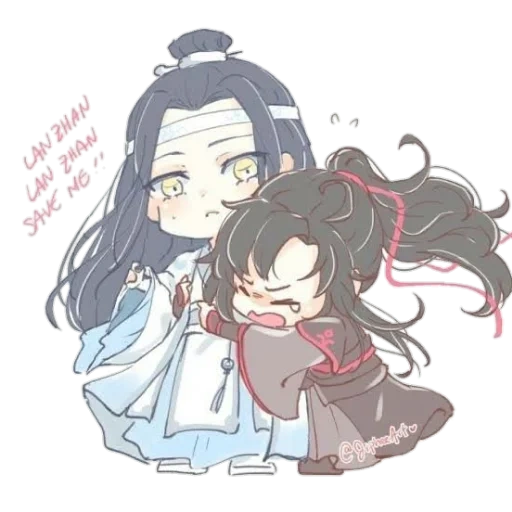 wangxian chibi, shen qintsy chibi, anime characters, master of the devilsky, master of the devilish cult