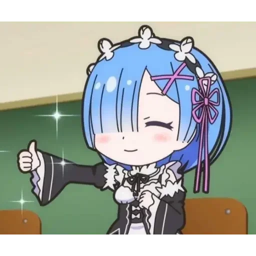 rezero remm, re zero rem, papel de animação, remley zero chibi, diversão de anime cubo
