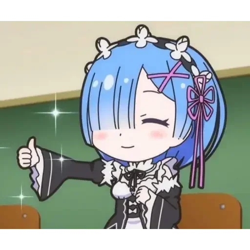 rezero rem, re zero rem, personaggi anime, re re zero chibi, battute sul cubo anime