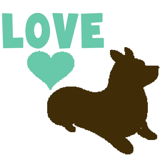 corgi, corgi's silhouette, love me love my dog, i love my french dog, love cat and dog logo cosmetics