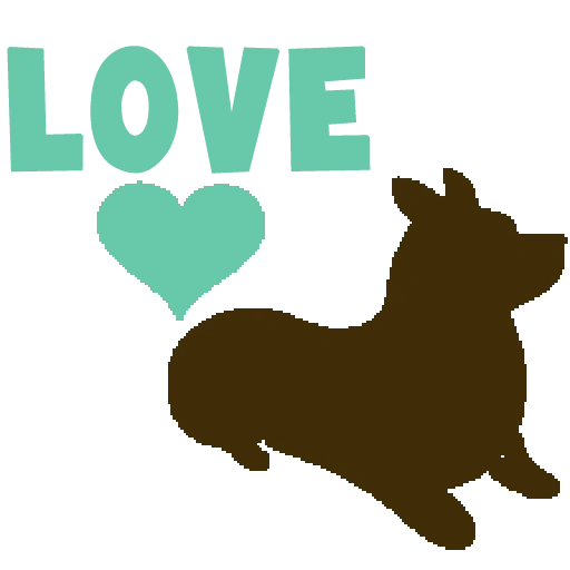 corgi, siluet corgi, love me love my dug, saya suka anjing prancis saya, love cat love dog cosmetics logo