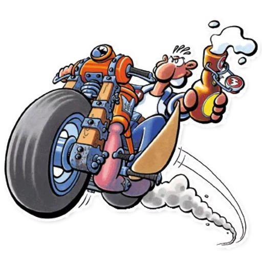 motorräder, alle jahreszeiten, das maskottchen motorrad, motorrad cartoon, werner cartoon serie motorräder