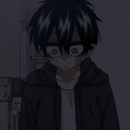 figure, suicidal, anime boy, dark anime, cartoon character