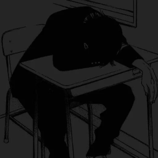 andonov, anime boy, anime dark color, sad animation, it's loneliness