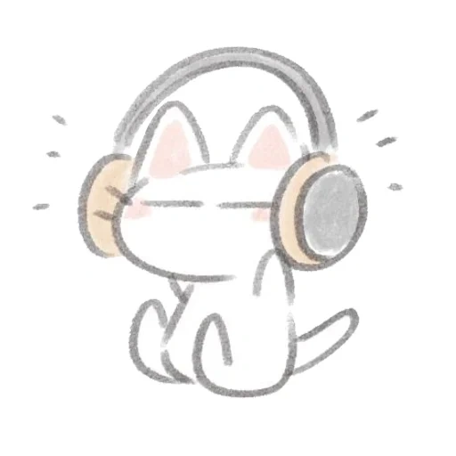 le cuffie del gatto, disegni carini, cuffie gattino, illustrazione delle cuffie, personaggi cinnamoroll