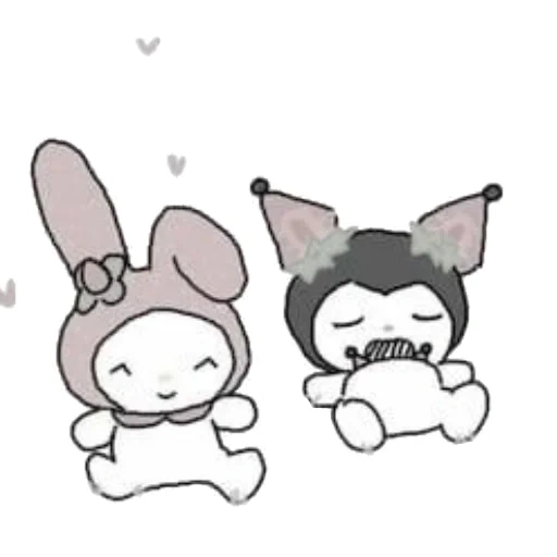 a toy, kuromi sanrio, cute drawings, the animals are cute, hello kitty kuromi stickers