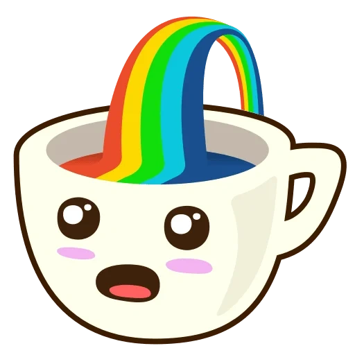 mugs, cartoon rainbow