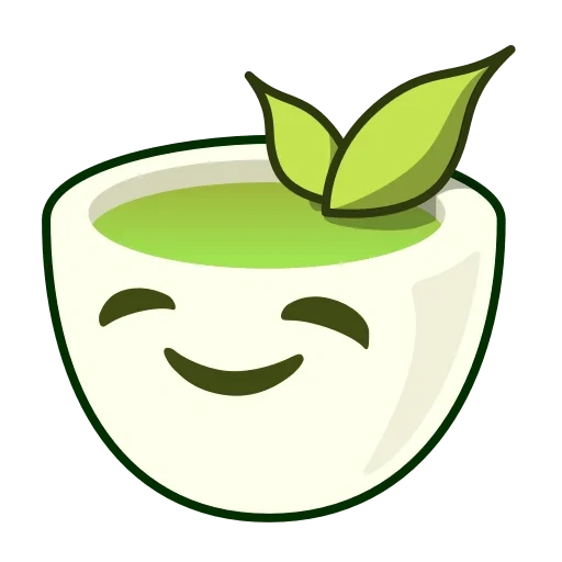 le piante, tè verde, succo di cocco, emoticon tè verde, icona appl emozione malvagia