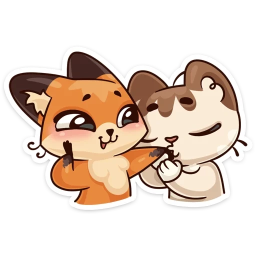 lovely, hug, love, hug, fox cat