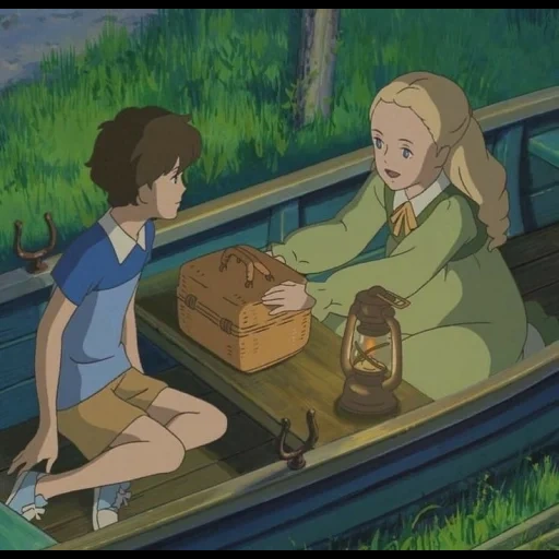 studio ghibli, omoide no marnie, von geistern mitgenommen, vom winde verweht von hayao miyazaki, marnie erinnert sich cartoon 2014 kuss