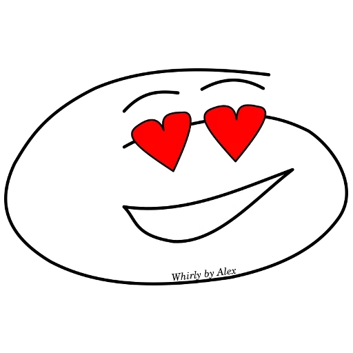 la figura, disegna un cuore, emoticon eyes heart, schizzo di faccina sorridente, occhi da cartone animato a forma di cuore