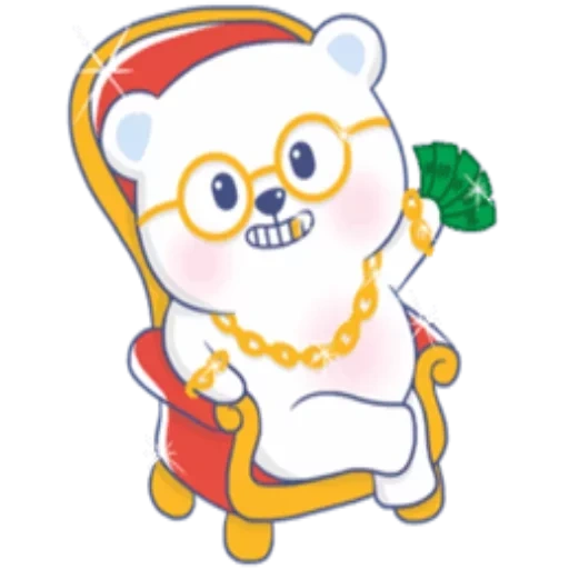 putih, beruang putih, beruang kutub, stiker beruang putih santa claus lucu