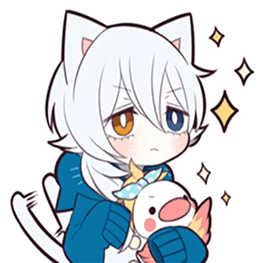 anime, shiro neko, arte de anime, gatito blanco