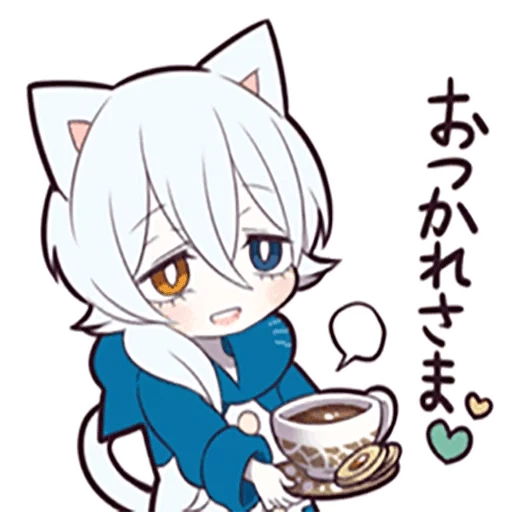 anime, anime art, shiro neko, white kitten