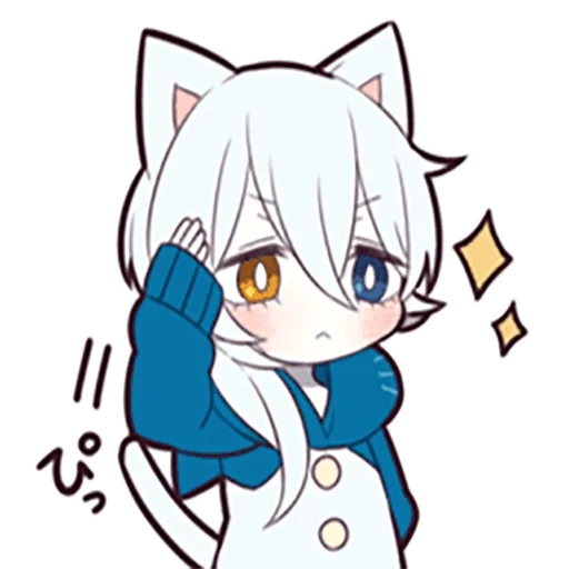 some, anime art, shiro neko, white kitten