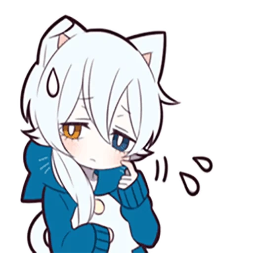 algum, arte de anime, shiro neko, gatinho branco